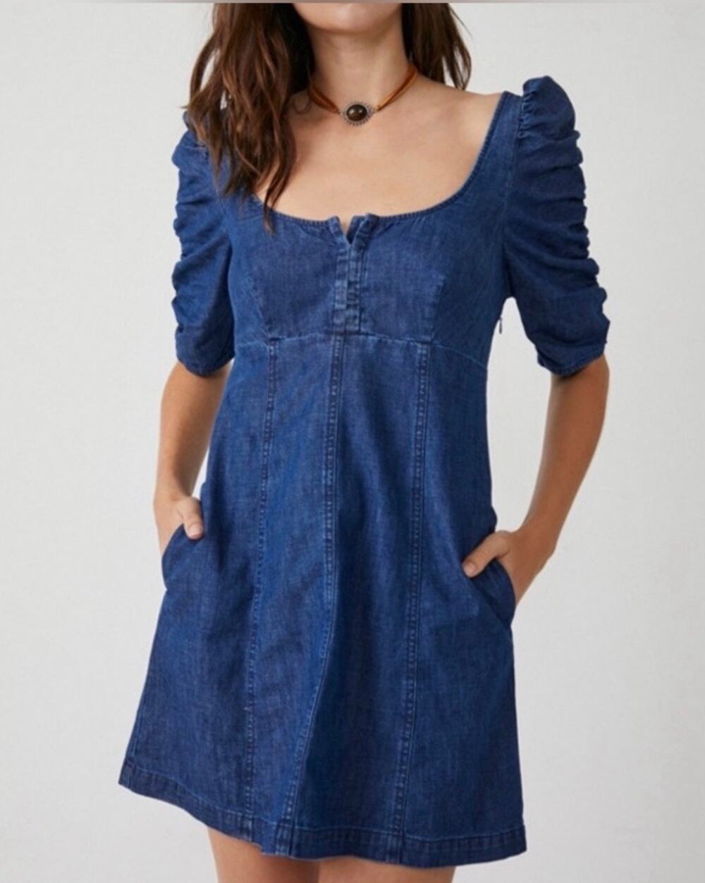 Free People Cheyenne Denim Mini Dress